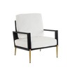 PDTEND Modern Low Back White Upholstered Accent Armchair with Gold Metal Legs & Rubberwood Frame, for Living Room & Balcony - 2 of 4