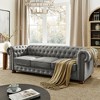 Lycvki Chesterfield Tufted Linen Upholstered 3-Seater Sofa with Nailhead Decoration and Scrolled Arm - 2 of 4