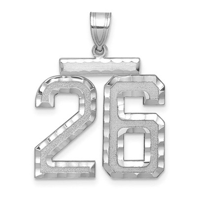 Black Bow Jewelry 14k White Gold, Varsity Collection, Large D/C Pendant, Number 26