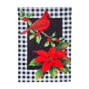 Evergreen Cardinal & Holly Garden Suede Flag - 1 of 2