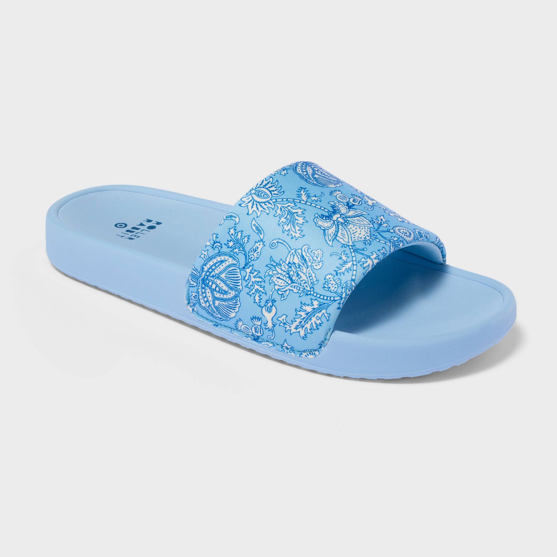 Adult Floral Vines Slide Sandals Blue - Roller Rabbit x Target