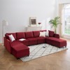 Living room modular sofa with storage and footstool, modern style, upholstered armrests, for apartments and offices, comfortable velvet, red - 3 of 4