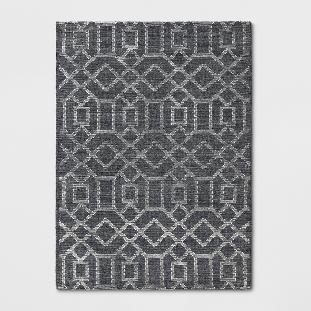 5'x7' Tapestry Tufted Geometric Area Rug Charcoal Heather - Project 62™