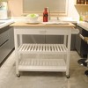 Kitchen Island & Kitchen Cart, Mobile Kitchen Island with Two Lockable Wheels, Rubber Wood Top - 2 of 4