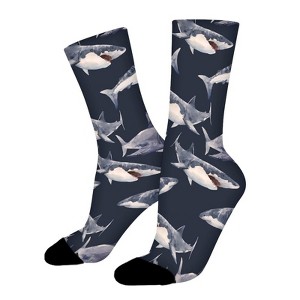 Watercolor Shark Women Printed Crew Socks Funny Funky Socks Soft Polyester Novelty Gifts for Artists Men - 1 of 1