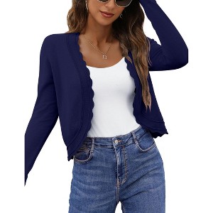 Coolmee Women's Cardigan Sweaters Open Front Long Sleeve Cropped Bolero Shrugs for Dresses - 1 of 4