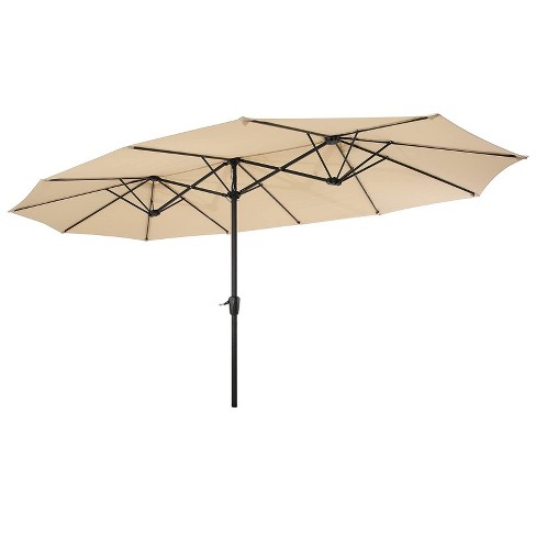 Sugift 15ft Outdoor Market Double-sided Twin Patio Umbrella In Beige ...