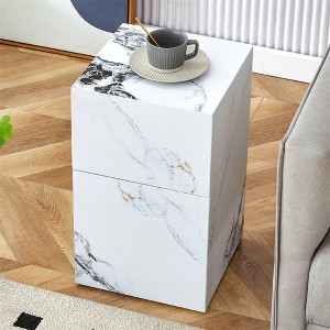 Modern Compact MDF Coffee Table, Cube Fashion Texture Design, Suitable For Various Situations And Scenes, White Style 3 - 1 of 4