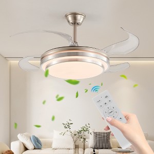 Wanze of Ocean Modern 42 in. Indoor Brushed Nickel 3 Tiers DC Motor Ceiling Fan with Integrated LED Light Kit and Remote Control - 1 of 4