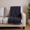 HomeRoots 50" X 67" Navy Blue Cotton Blend Woven Plush Throw Blanket with Fringe - 2 of 4