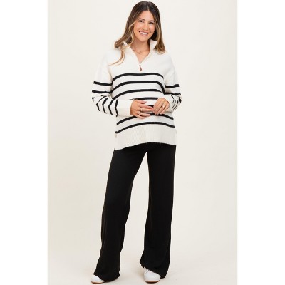 Pinkblush Black Brushed Knit Flare Leg Maternity Pants