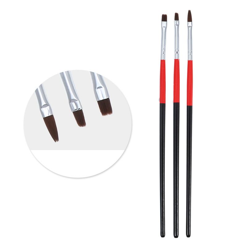 Unique Bargains Nail Art Brushes 3 Pcs Nail Design Tools Kit Nail Liner Brush Red Black Nail Liner Brush, 5 of 7