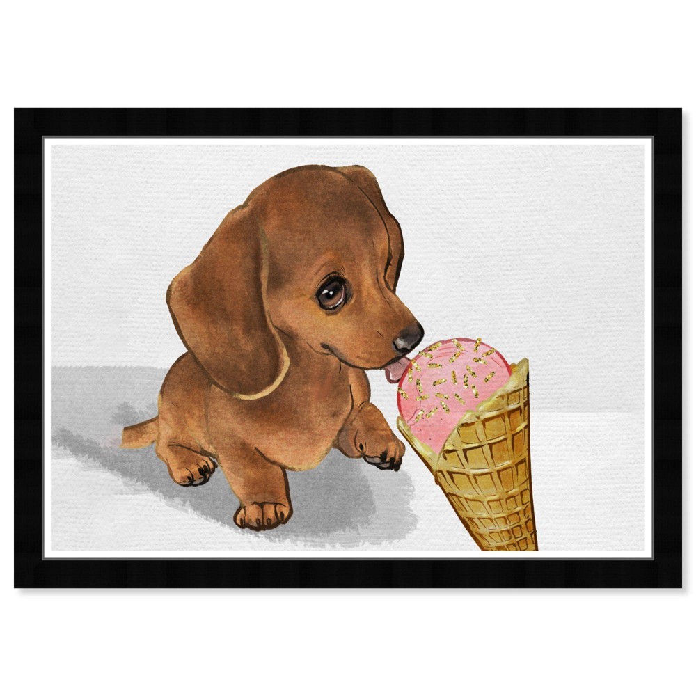 Photos - Other interior and decor 21" x 15" Hot Dog and Ice Cream Animals Framed Art Print - Wynwood Studio