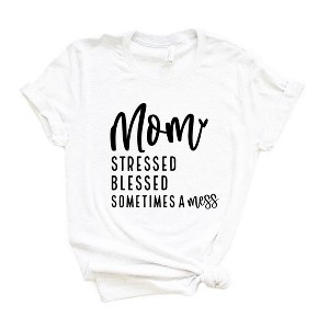 Simply Sage Market Women's Mom Stressed Blessed Short Sleeve Graphic Tee - 1 of 3