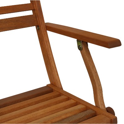 Classic Teak Oil Finish Meranti Wood Folding Patio Chairs - Set of 2