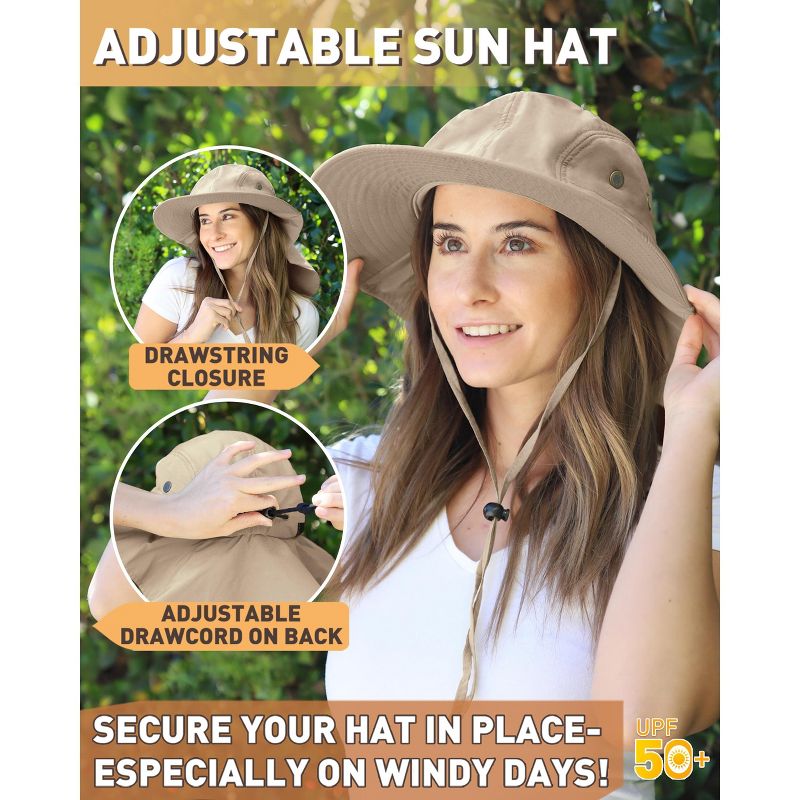 Solaris Neck Flap Wide Brim Sun Hat for Men Women, UV Sun Protection Yard Work Safari Hiking Hat, 5 of 10