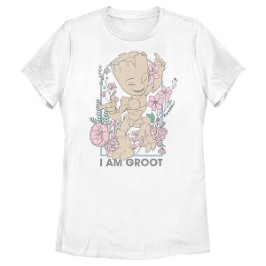 Women's Guardians of the Galaxy Floral I Am Groot T-Shirt - 1 of 4