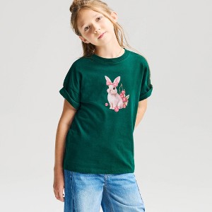 Girls' Short Sleeve Oversized Bunny Graphic T-Shirt - Cat & Jack