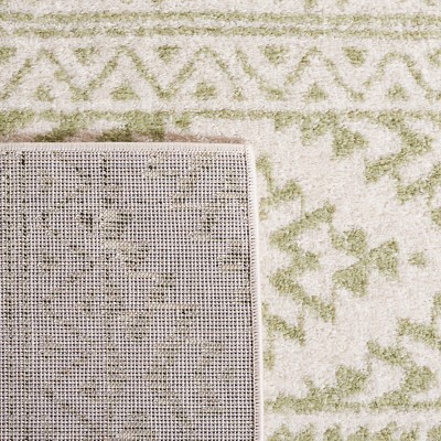 Ivory and Sage Hand-knotted Synthetic Boho Area Rug