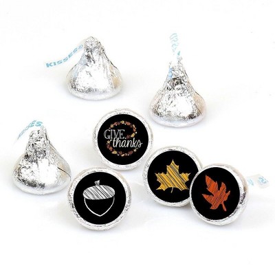 Big Dot of Happiness Give Thanks - Round Candy Thanksgiving Party Sticker Favors - Labels Fits Hershey‘s Kisses (1 Sheet of 108)