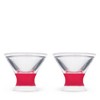 HOST Freeze Insulated Martini Cooling Cups, Plastic Freezer Gel Chiller Double Wall Stemless Cocktail Glass Bright Pink 9oz Set of 2 - 3 of 3