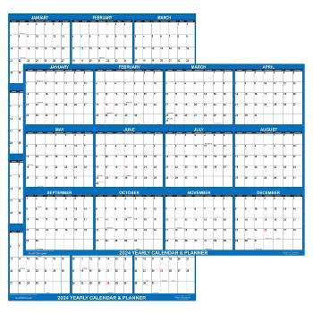 SwiftGlimpse 2024 Yearly Wall Calendar & Planner 24"x36" Navy Blue