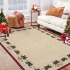 Christmas Area Rug, Holiday Carpet with Bells, Holly Berry & Ribbon Garland Design, Festive Throw Rug for Living Room, Bedroom - 3 of 4