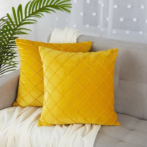 Velvet yellow clearance pillow