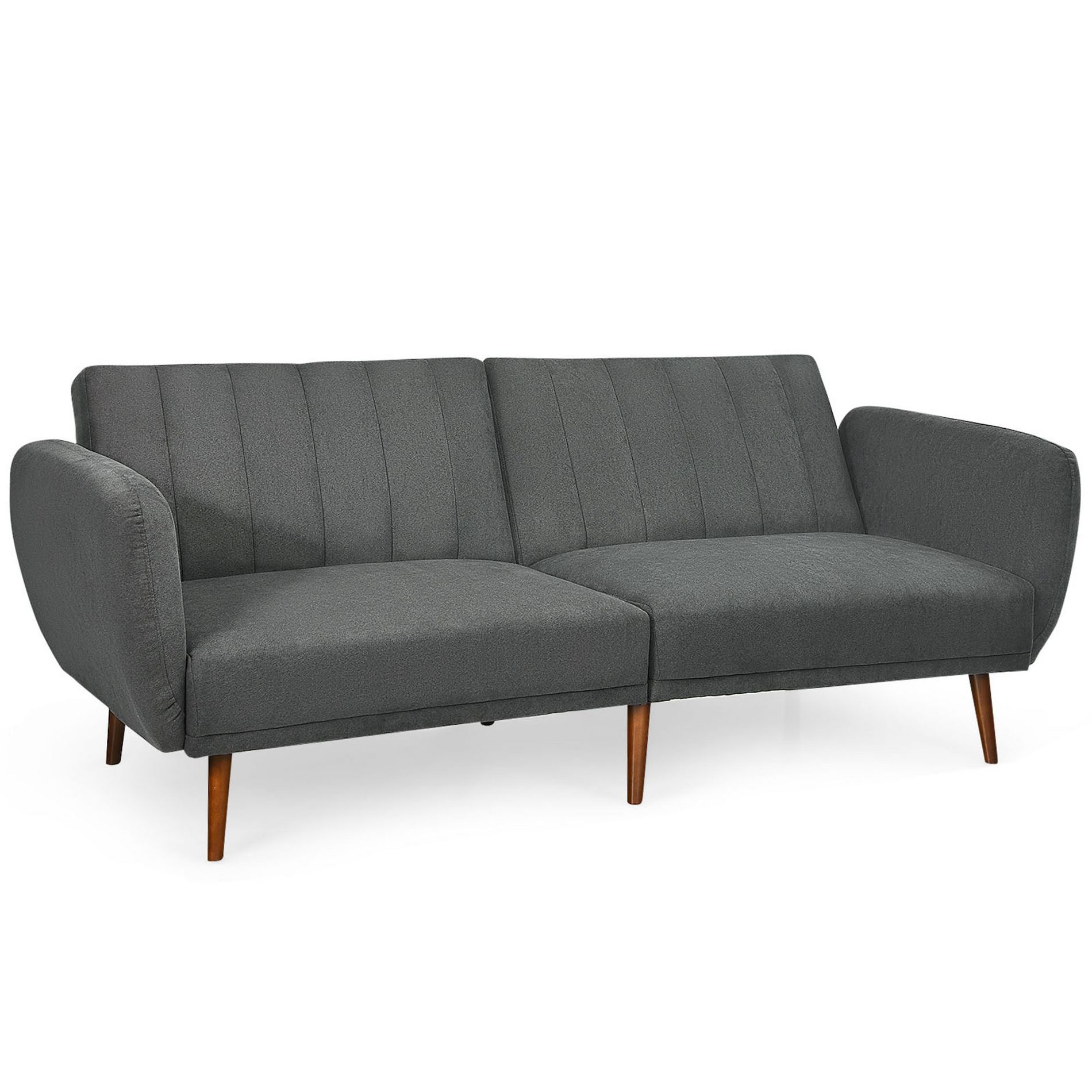 Tangkula Modern Sofa Bed Convertible Futon Sofa w/ 3-Level Adjustable Angle Function Grey