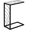 Vynxaria Contemporary C-Shaped Accent Table, White Marble Look Laminate, Black Metal, 10.25" L x 18.25" W x 25.25" H - 3 of 4