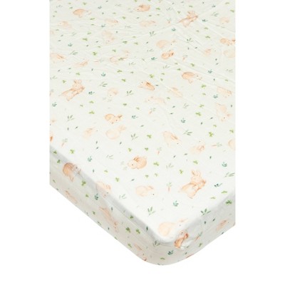 Loulou Lollipop Muslin Fitted Crib Sheet - Bunny Meadow