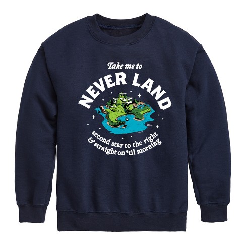 Disney Peter Pan Take Me to Neverland Second Star to The Right Toddler and Youth Crewneck Fleece Sweatshirt Toddler Unisex Size 4T Blue