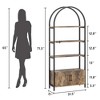 5 Tier Arched Bookshelf with Doors, 71.5 In Tall Metal Frame Book Shelf, Open Storage Shelf Bookcase for Living Room and Office - 2 of 4