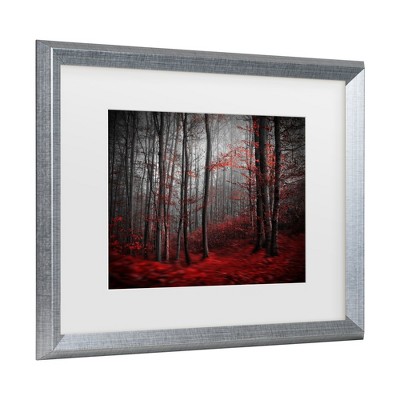 Silver Framed Red Forest Canvas Print for Kids' Nursery