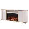 OKD Luxury 70"  Fireplace TV Stand, TV Console with Faux Marble Top - 2 of 4