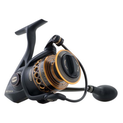 Penn BTLII6000 Battle II HT100 Carbon Fiber Saltwater Fish Spinning Fishing Reel, Black & Gold