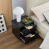 Nightstand, Wooden 2-Drawer Night Stand Bed Side Table With Metal Legs, Luxury Wood End Table 13.78''x 16.53''x 20'' For Bedroom, Living Room - 2 of 4