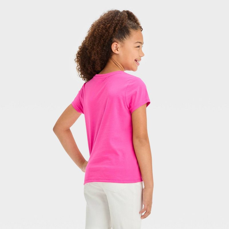 Girls' Short Sleeve 'Hibiscus' Graphic T-Shirt - Cat & Jack™ Bright Pink, 4 of 5