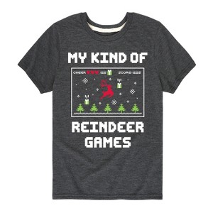 Boys' - Instant Message - My Kind Of Reindeer Games Christmas Short Sleeve Graphic T-Shirt - 1 of 4