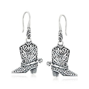 Ross-Simons Sterling Silver Cowboy Boot Drop Earrings - 1 of 3