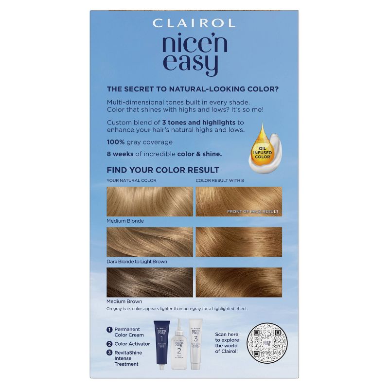 Clairol Nice'n Easy Permanent Hair Color Cream Kit - Blonde, 2 of 10
