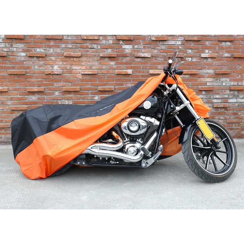 Unique Bargains 190T Black Orange Motorcycle Cover Outdoor Waterproof Dust Snow Protector, 2 of 9
