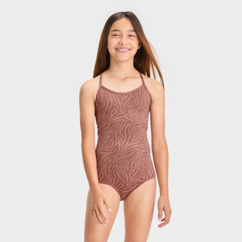 Girls' Strappy Leotard - All In Motion™ Clay Pink XL