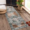 Washable Vintage Oriental Rug Non Slip Low Pile Rug Soft Throw Floor Cover Retro Medallion Foldable Indoor Carpet for Living Room Bedroom Nursery - 2 of 4