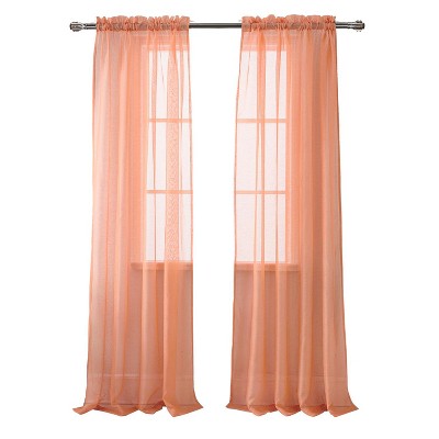 RT Designer Collection Celine Sheer Luxurious Modern Design Curtain Panel 54" x 84" Coral
