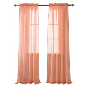 RT Designer Collection Celine Sheer Luxurious Modern Design Curtain Panel 54" x 84" Coral - 1 of 4