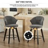 25"Counter Height Swivel Bar Stools Set of 2,Adjustable Stools with Wood Legs & Chenille Upholstered for Kitchen Island,Dining Room-Tanpinhause - 3 of 4
