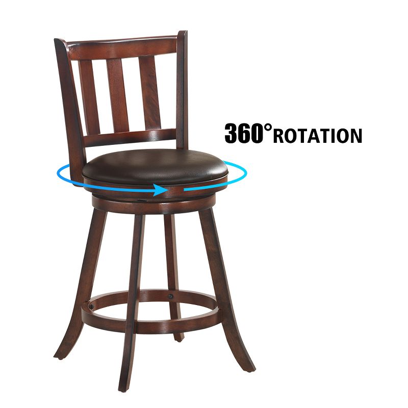 Costway Set of 4 25'' Swivel Bar stool Leather Padded Dining Kitchen Pub Bistro Chair, 5 of 10
