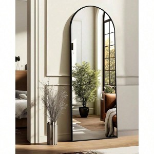 Arched Full Length Mirror 56 Inchx 15 Inch Standing Body Mirror Wall with Aluminum Alloy Frame Black Bedroom Living Room Dressing Room - 1 of 4