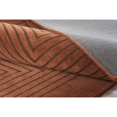Copper Geometric Hand-Tufted Wool Rectangular Rug 3'6" x 5'6"